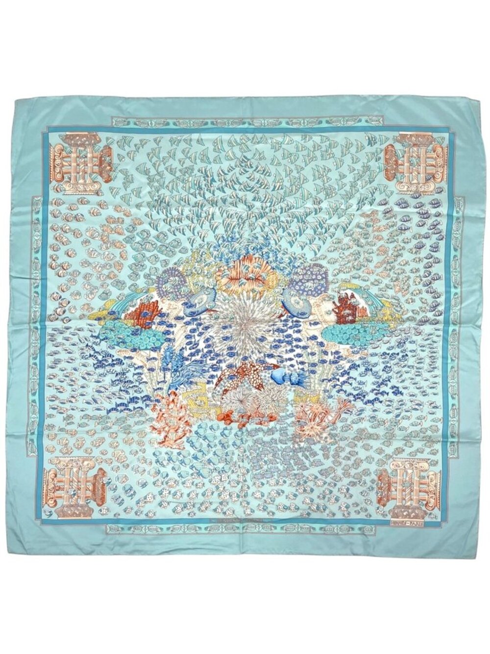 Hermes Carre 90 Rencontre Oceane Scarf Atlantic Encounters Silk Blue Multi